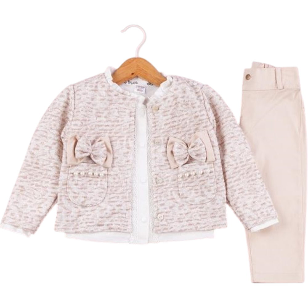 50624 toptan 6/24 aylık kız çocuklar için üç parça mevsimlik takım elbise