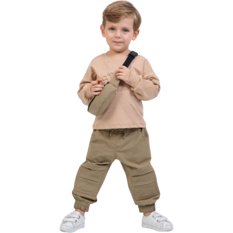 50598 toptan 2/5 yaş arası erkek çocuklar için çantalı iki parçalı mevsimlik takım elbise