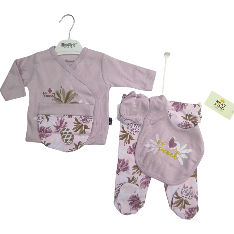 18686 toptan 3/9 ay bebekler için beş parçalı zıbın setleri