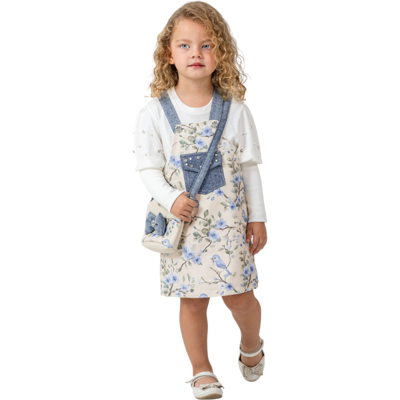 12283 toptan 2/5 yaş kız çocuklar için jile,badi,çantalı takım