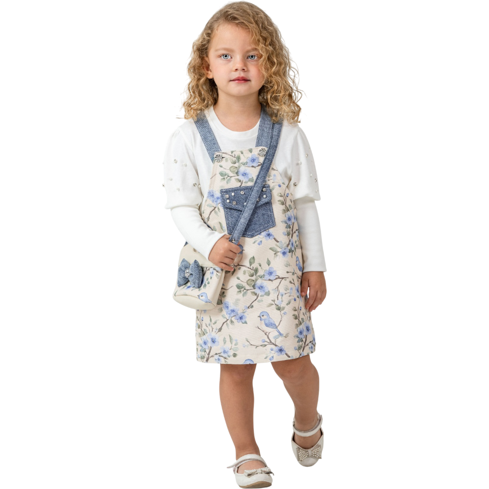 12283 оптом детские комплекты,сарафаны с кофтой и с сумочкой для девочек на 2/5 лет