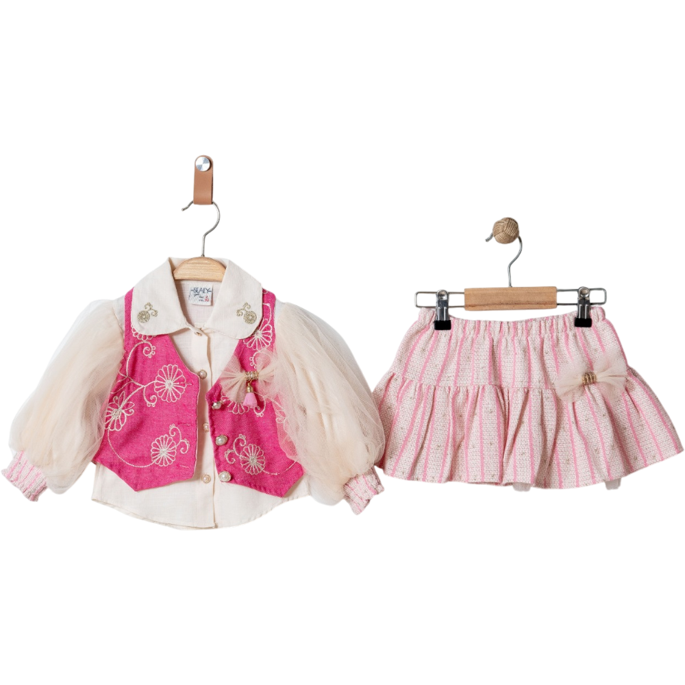 12227 оптом нарядные костюмы с тройки с жилетом для девочек 2/5 лет