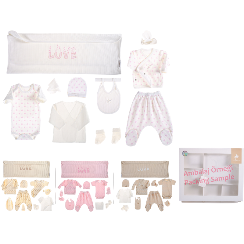 L-4625 toptan on parçalı yenidoğan hastane çıkışı hediye setleri