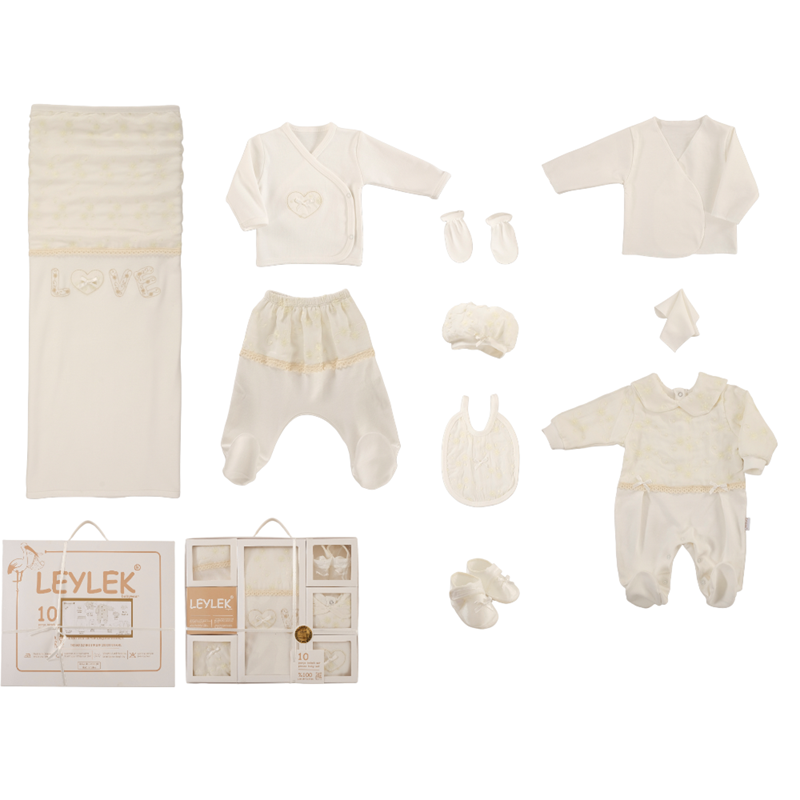 L-4604 toptan on parçalı yenidoğan hastane çıkışı hediye setleri