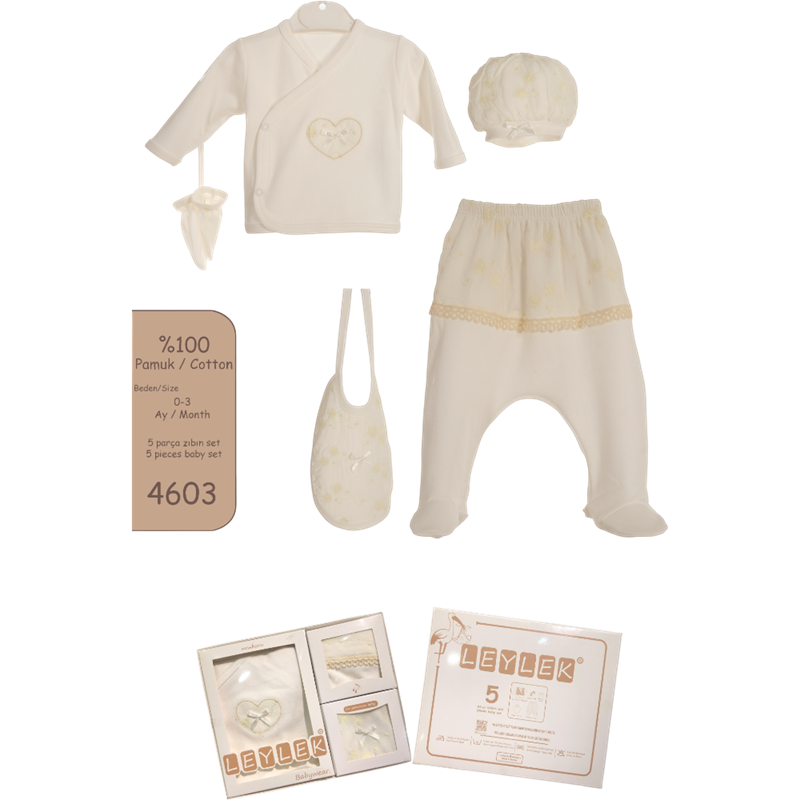 L-4603 toptan yenidoğan bebekler işin beş parçalı hediye setleri,hastahane çıkışları 
