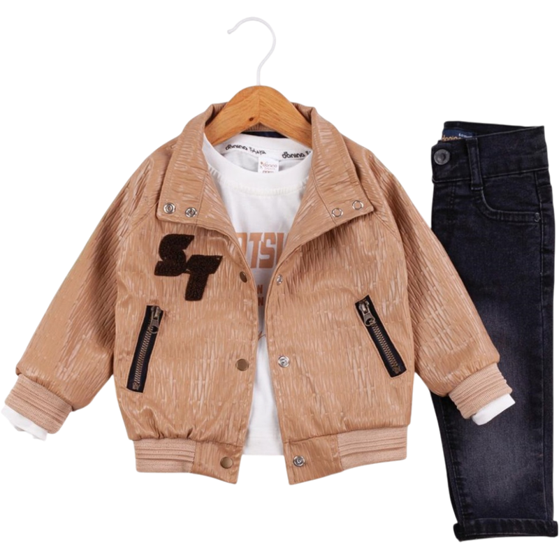 50638 toptan  6/24 ay arası erkek çocuklar için üç parçalı mevsimlik takım elbise