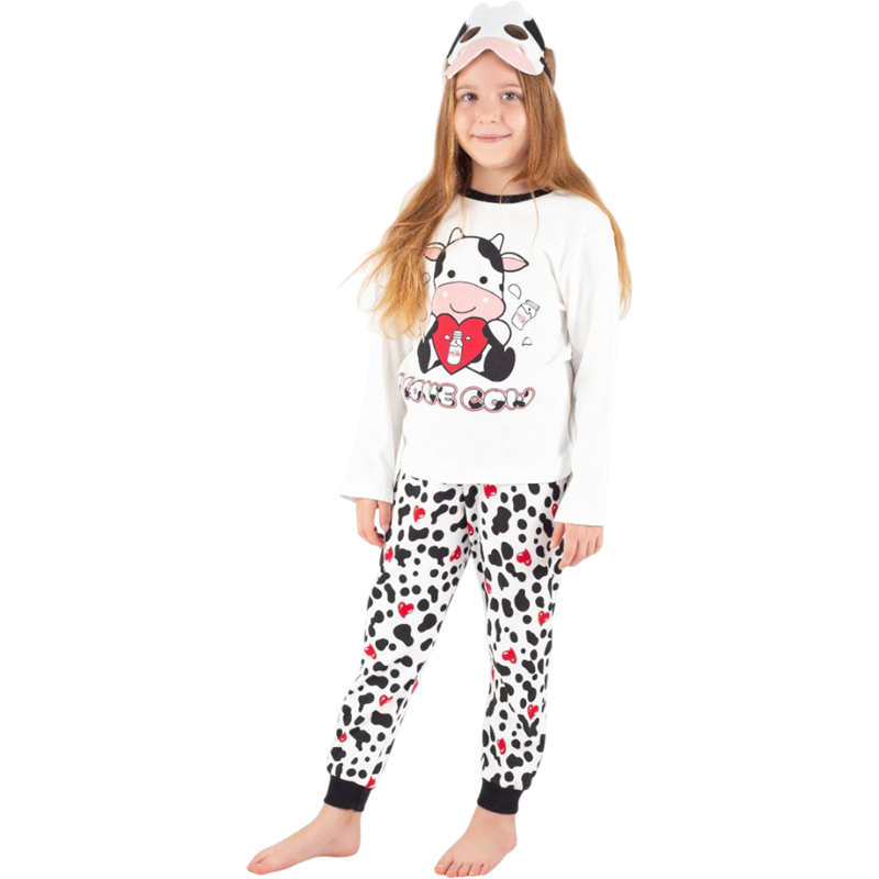 7090 toptan 7/10 yaş kız çocuklar için inek baskılı mevsimlik pijamalar