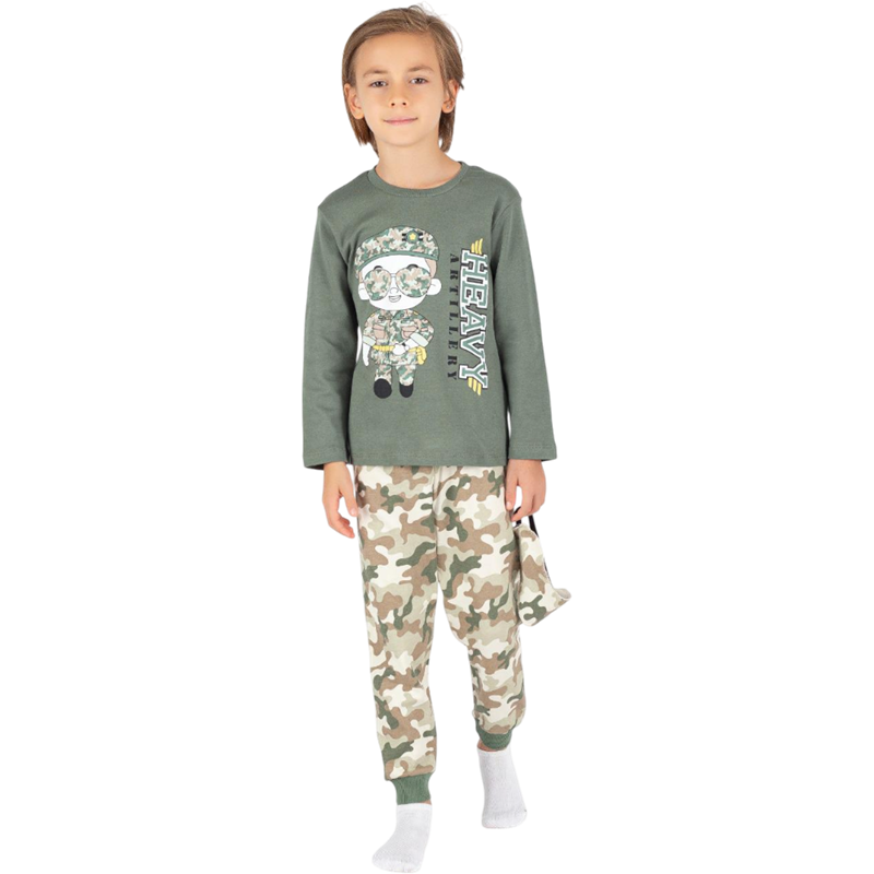 7085 toptan 7/10 yaş erkek çocuklar için kamuflaj desen pijama takımları