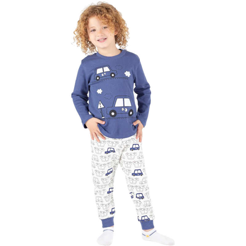 3045 toptan 3/6 yaş erkek çocuklar için araba baskılı pijama takımları