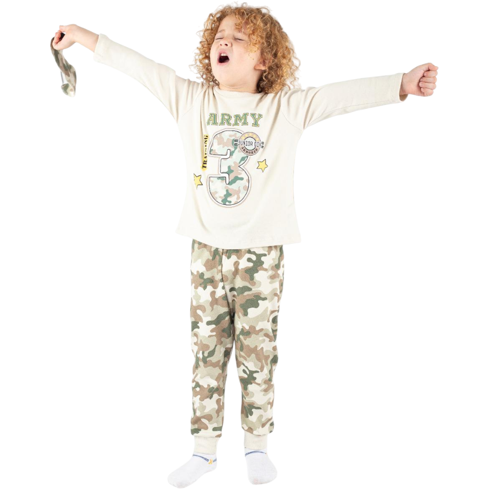 3065 toptan 3/6  yaş erkek çocuklar için kamuflaj desen pijama takımları  