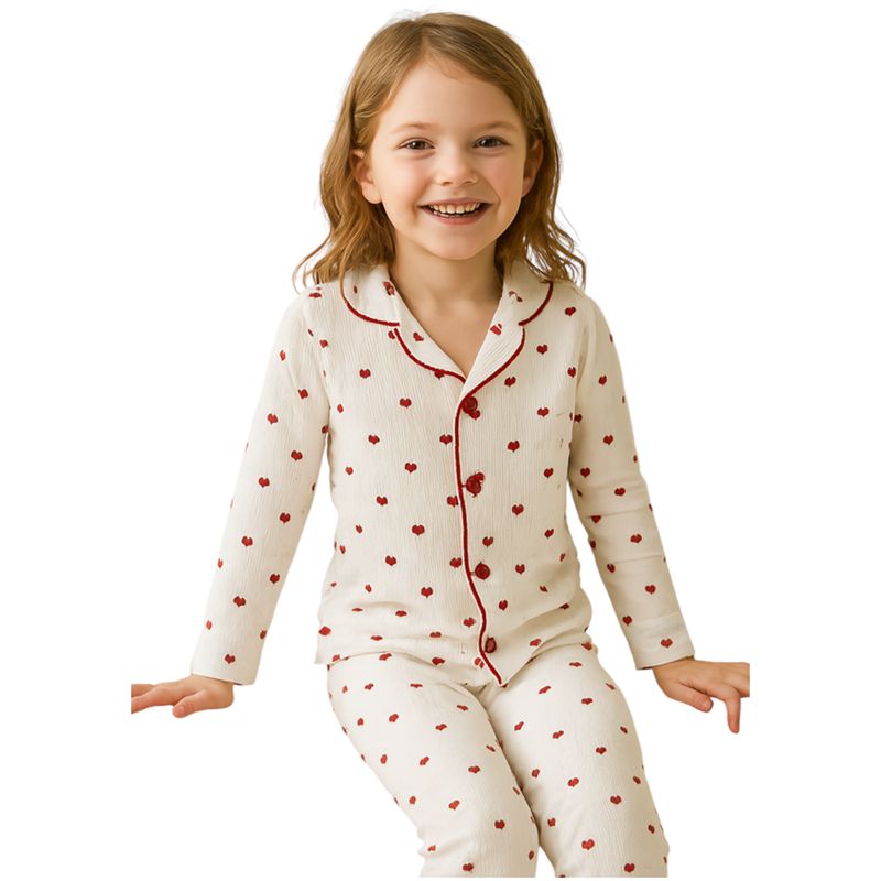 5014 toptan 4-5-6 yaş arası kız çocuklar için düğmeli mevsimlik pijamalar