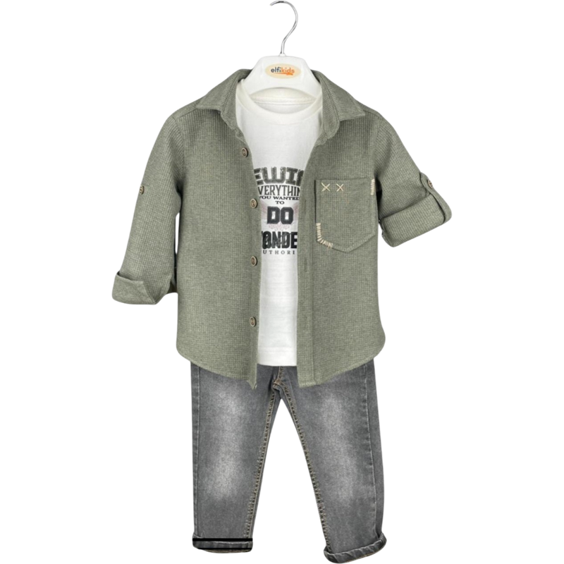 2017 toptan 1/4 yaş erkek çocuklar için kot pantolonlu üçlü takım