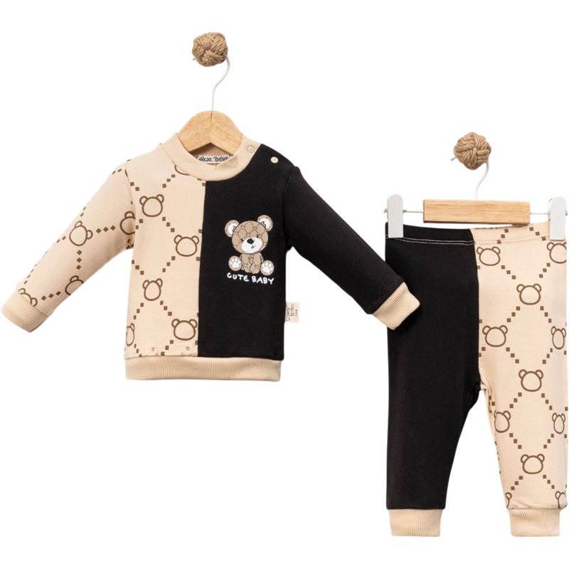 7018 оптом детские демисезонные костюмы двойки с вышивкой BEAR для младенцев на 6/18 месяцев