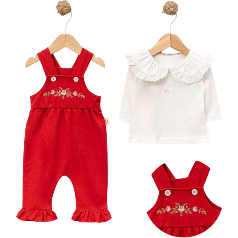 8037 комплект блюза с салопетом оптом для детей в возрасте 6/18 месяцев