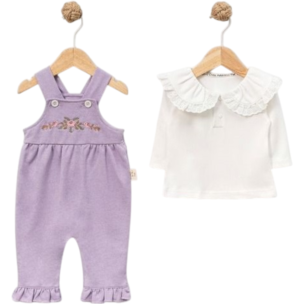 8037 комплект блюза с салопетом оптом для детей в возрасте 6/18 месяцев