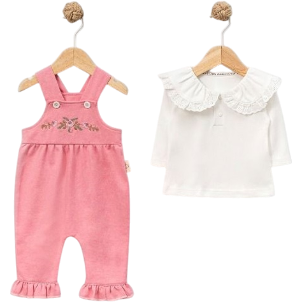 8037 комплект блюза с салопетом оптом для детей в возрасте 6/18 месяцев