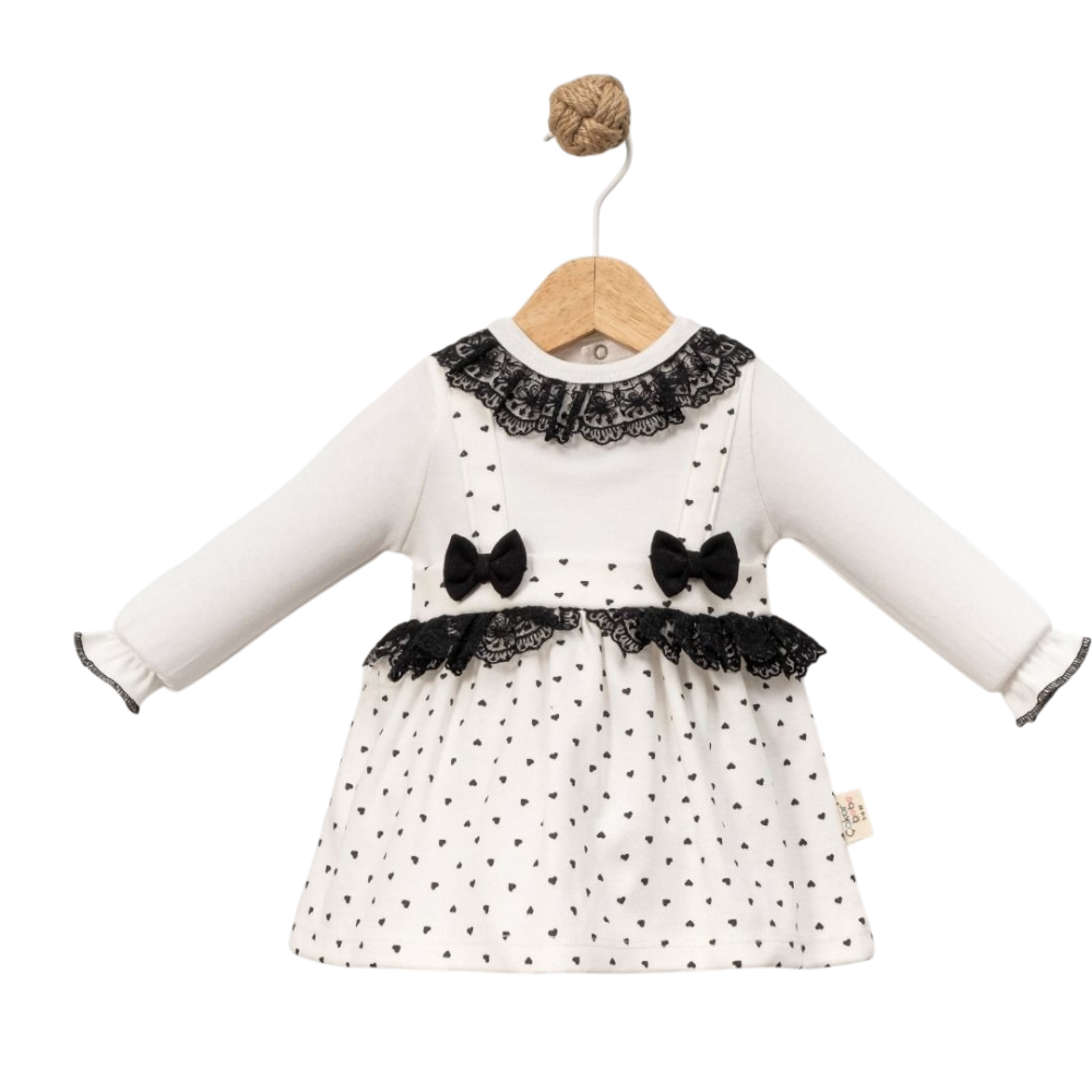 8057 toptan 6/18 aylık kız çocuklar için siyah dantelli mevsimlik elbise