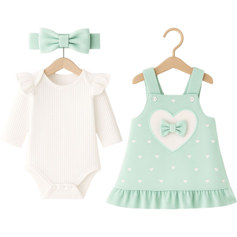 8008 toptan 6/18 yaş kız çocuklar için kalp desenli jile+çıtçıtlı badi   