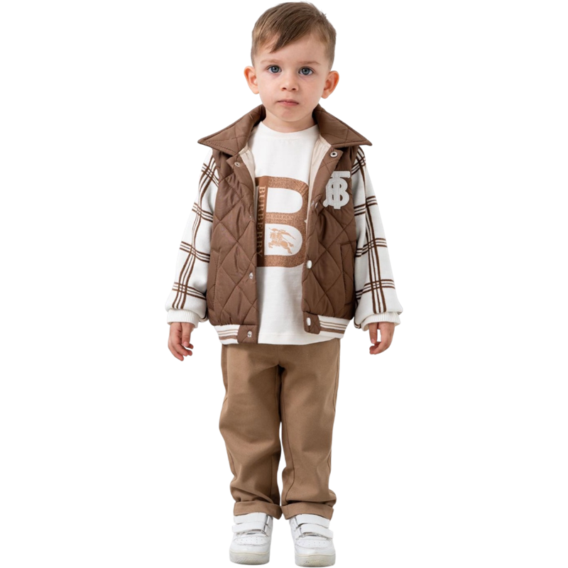 26612 toptan 5/8 yaş arası erkek çocuklar için yelekli mevsimlik üçlü takım elbise