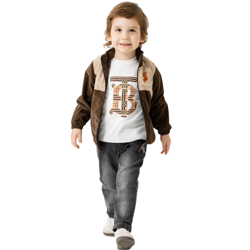 7207 toptan 9/24 aylık bebekler için spor tarzı çocuk üç parçalı mevsimlik takımlar