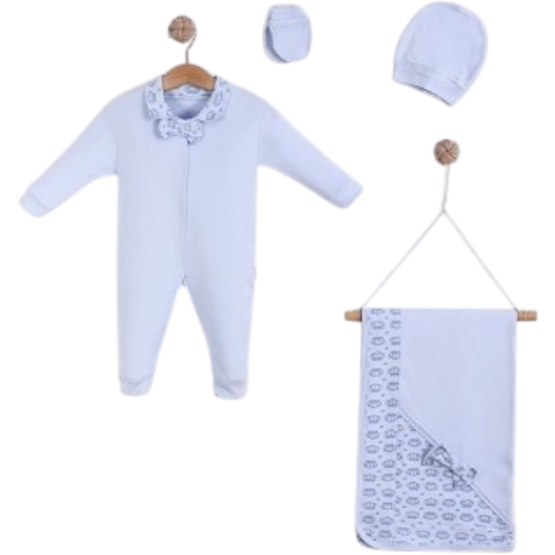 31527 toptan üç aylık bebekler için dört parça kutulu zıbın takımı