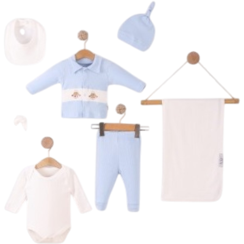 31553 toptan 3 aylık bebekler için 7 parça kutulu zıbın takımı 