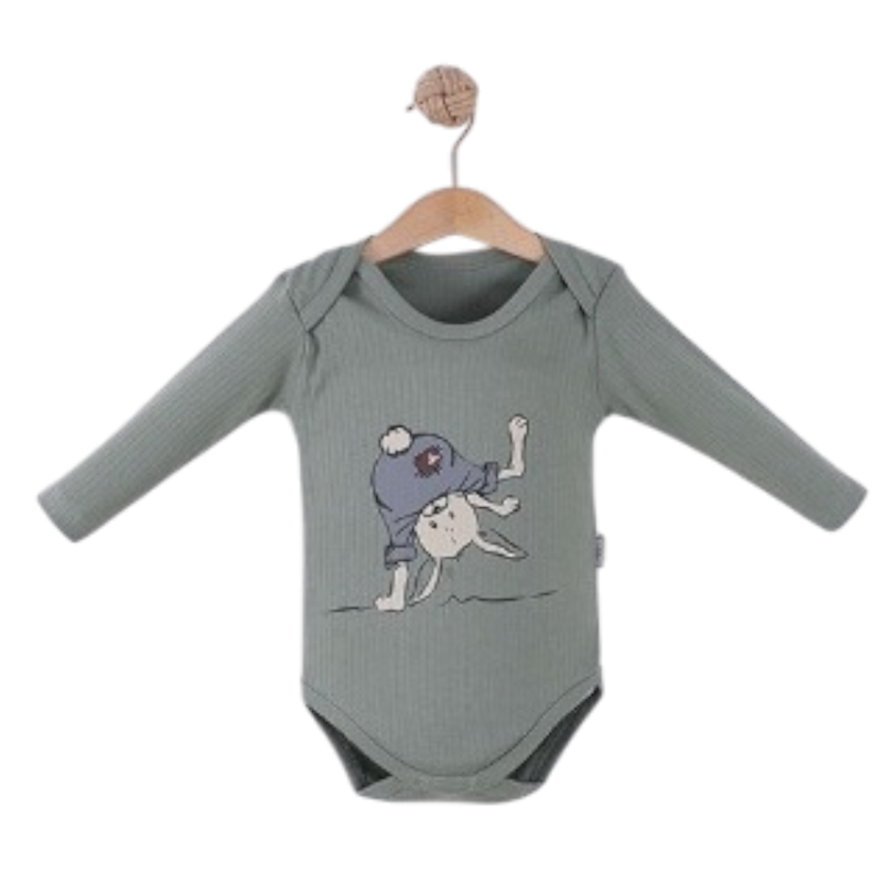 11933 toptan 3-6-9-12-18 aylık bebekler için uzun kollu çıtçıtlı badi