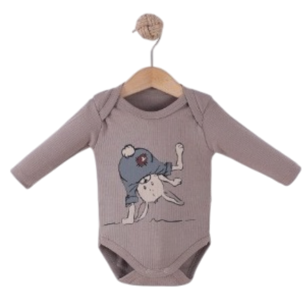 11933 toptan 3-6-9-12-18 aylık bebekler için uzun kollu çıtçıtlı badi