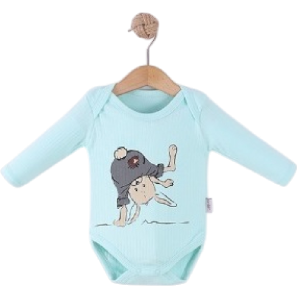 11933 toptan 3-6-9-12-18 aylık bebekler için uzun kollu çıtçıtlı badi