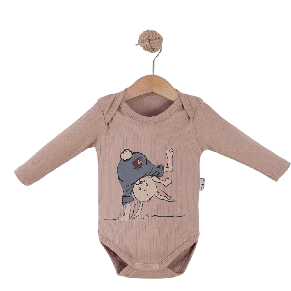 11933 toptan 3-6-9-12-18 aylık bebekler için uzun kollu çıtçıtlı badi