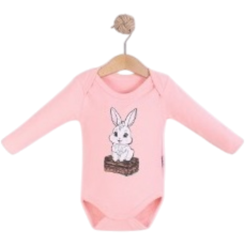11891 toptan 3-6-9-12-18 ay bebekler için tavşan baskılı çıtçıtlı mevsimlik bebek badi