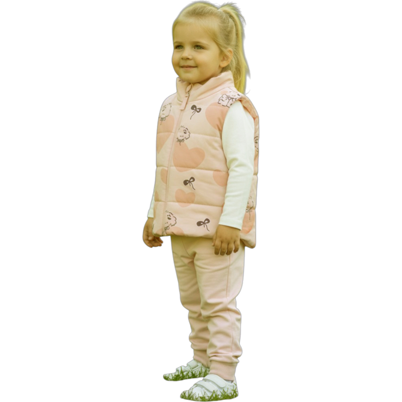 4156 toptan 9/24 aylık bebekler için mevsimlik kalp desenli yelekli üçlü takım