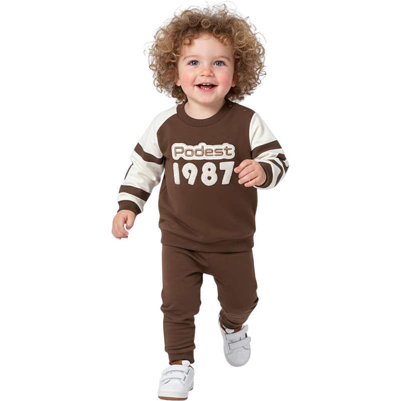 1324  toptan 6/24 ay bebekler için PODEST 1987 nakışlı ikili mevsimlik takım elbise  