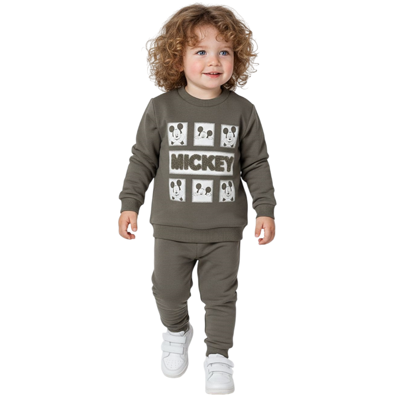 1328 toptan 6/24 ay bebekler için MICKEY nakışlı ikili mevsimlik takım elbise  