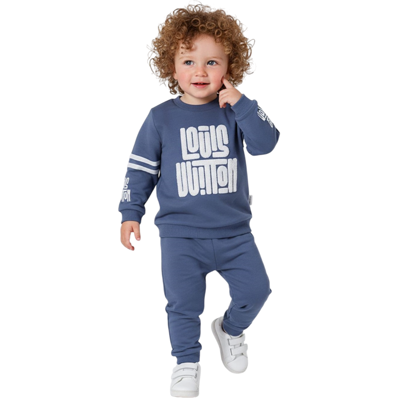 1330  toptan 6/24 ay bebekler için LOUIS VUITTON nakışlı ikili mevsimlik takım elbise  