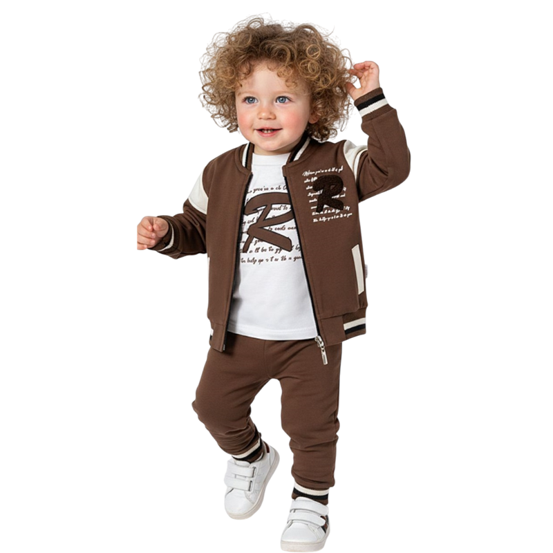 1338 toptan 6/24 aylık erkek çocuklar için mevsimlik üç parçalı takım elbise