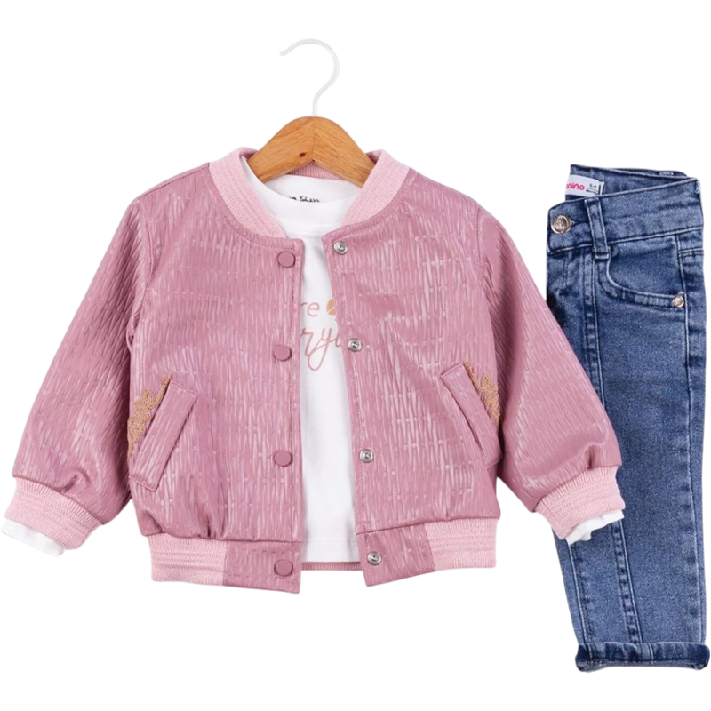 50644 toptan  9/24 aylık kız çocukları için mevsimlik üç parçalı çocuk takım elbiseleri