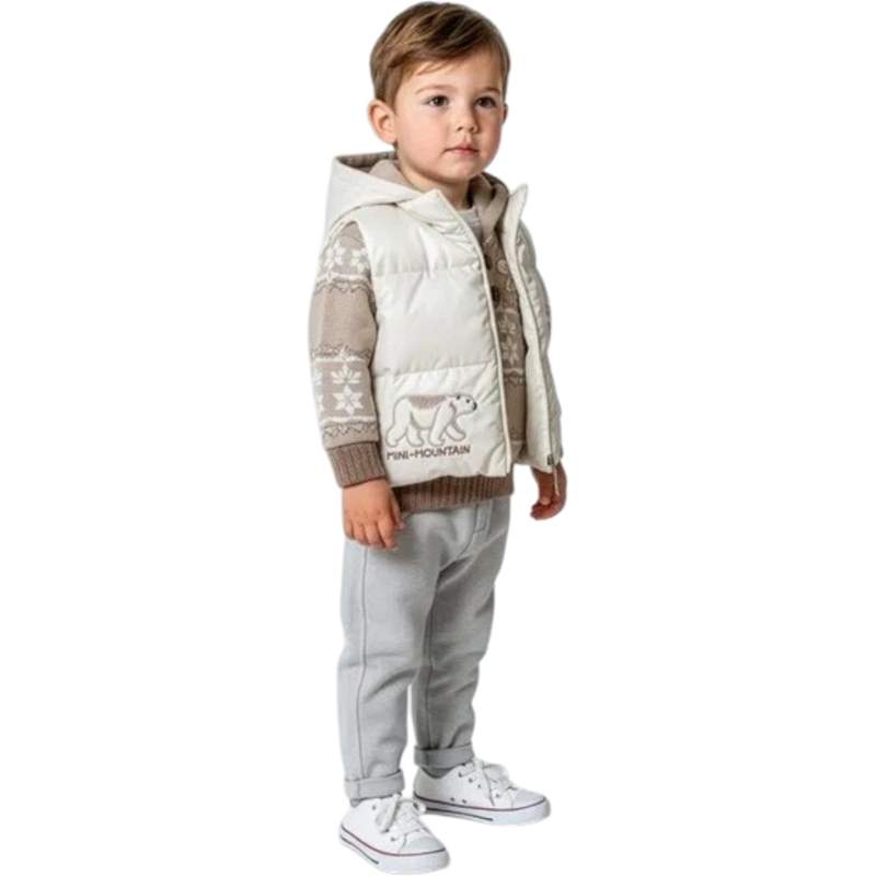 5241 toptan 6-9-12 aylık erkek çocuklar için mevsimlik yelekli üçlü takım 