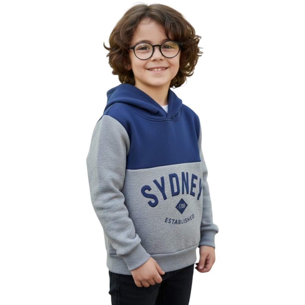 23087 wholesale SYDNEY printed children's winter hoodie for boys aged 10/13