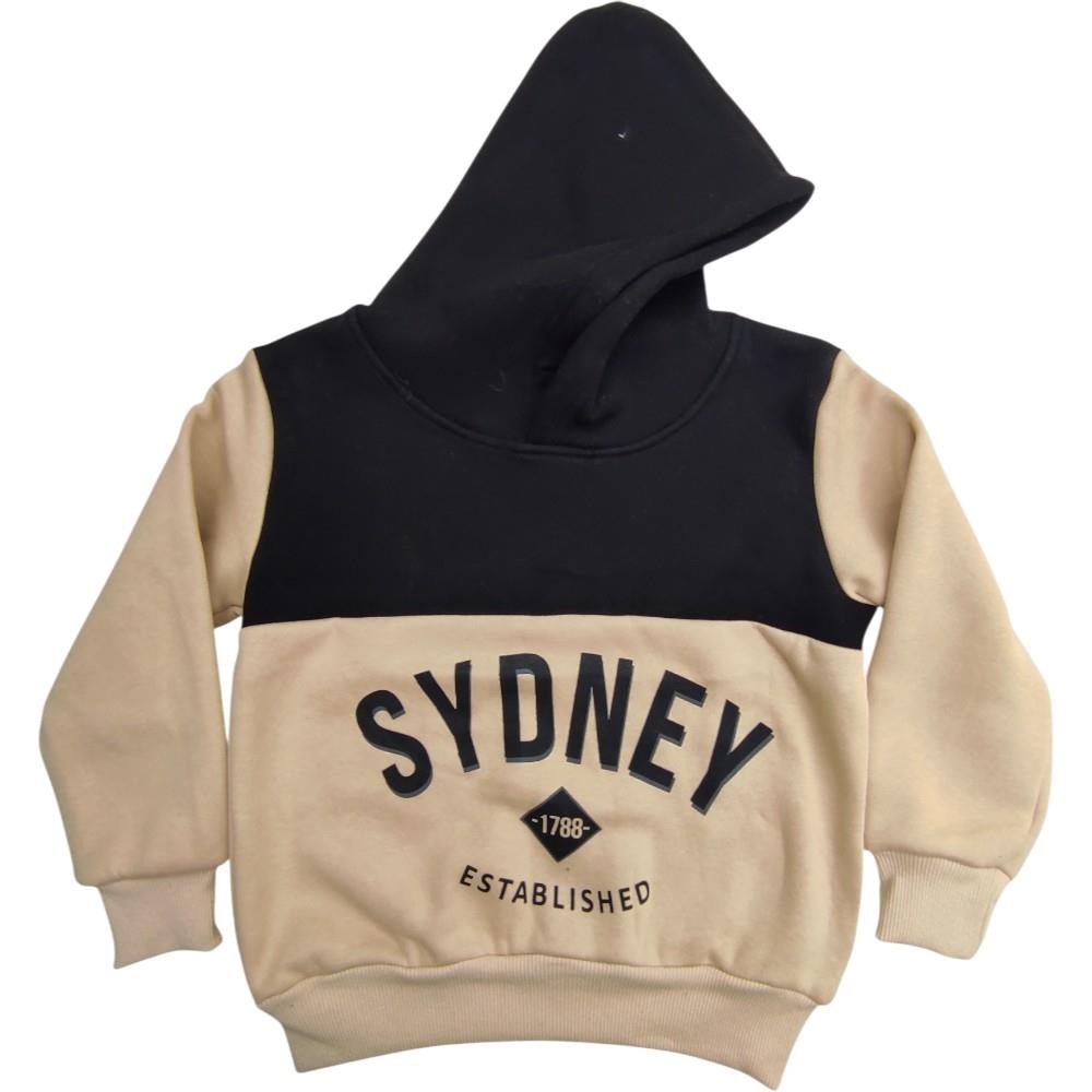 23087 wholesale SYDNEY printed children's winter hoodie for boys aged 10/13