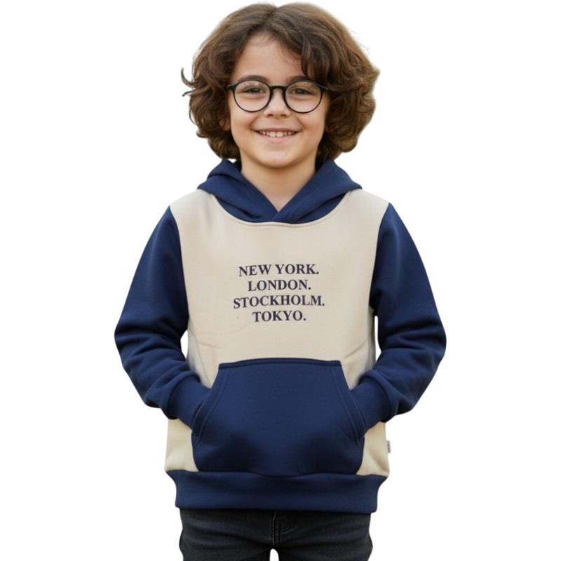 23085 toptan 10/13 yaş erkek çocuklar için NEW YORK  baskılı kışlık kapüşonlu sweatshirt 