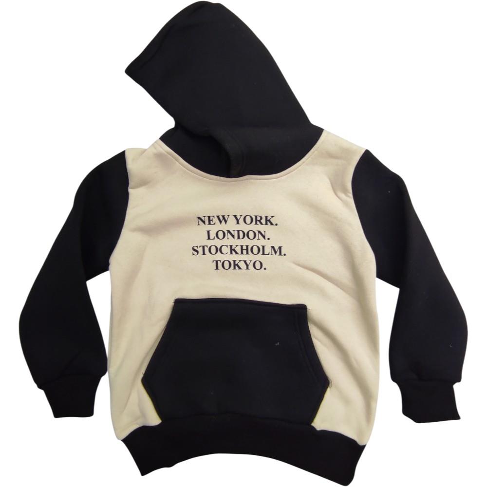 23085 wholesale NEW YORK printed children's winter hoodie for boys aged 10/13