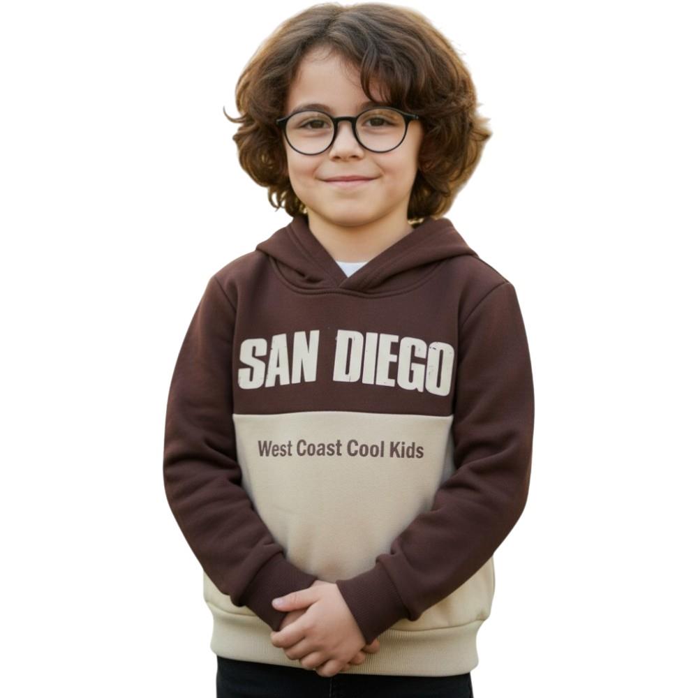 23037 wholesale children's winter hoodie with SAN DIEGO print for boys 6/9 years old