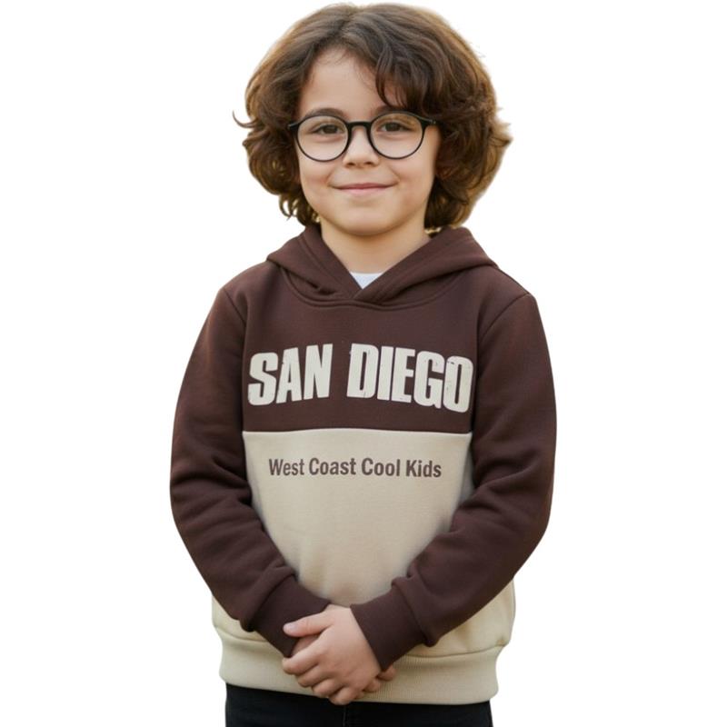 23037 toptan 10/13 yaş erkek çocuklar için SAN DIEGO baskılı kışlık kapüşonlu sweatshirt 