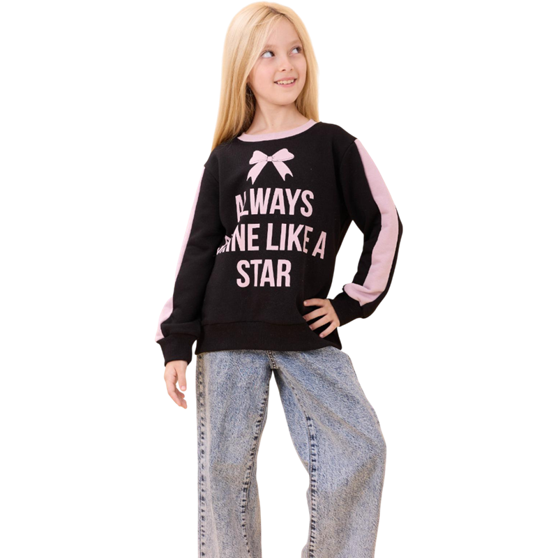 23033 toptan 6/9 yaş kız çocuklar için ALWAYS baskı mevsimlik sweatshirt  