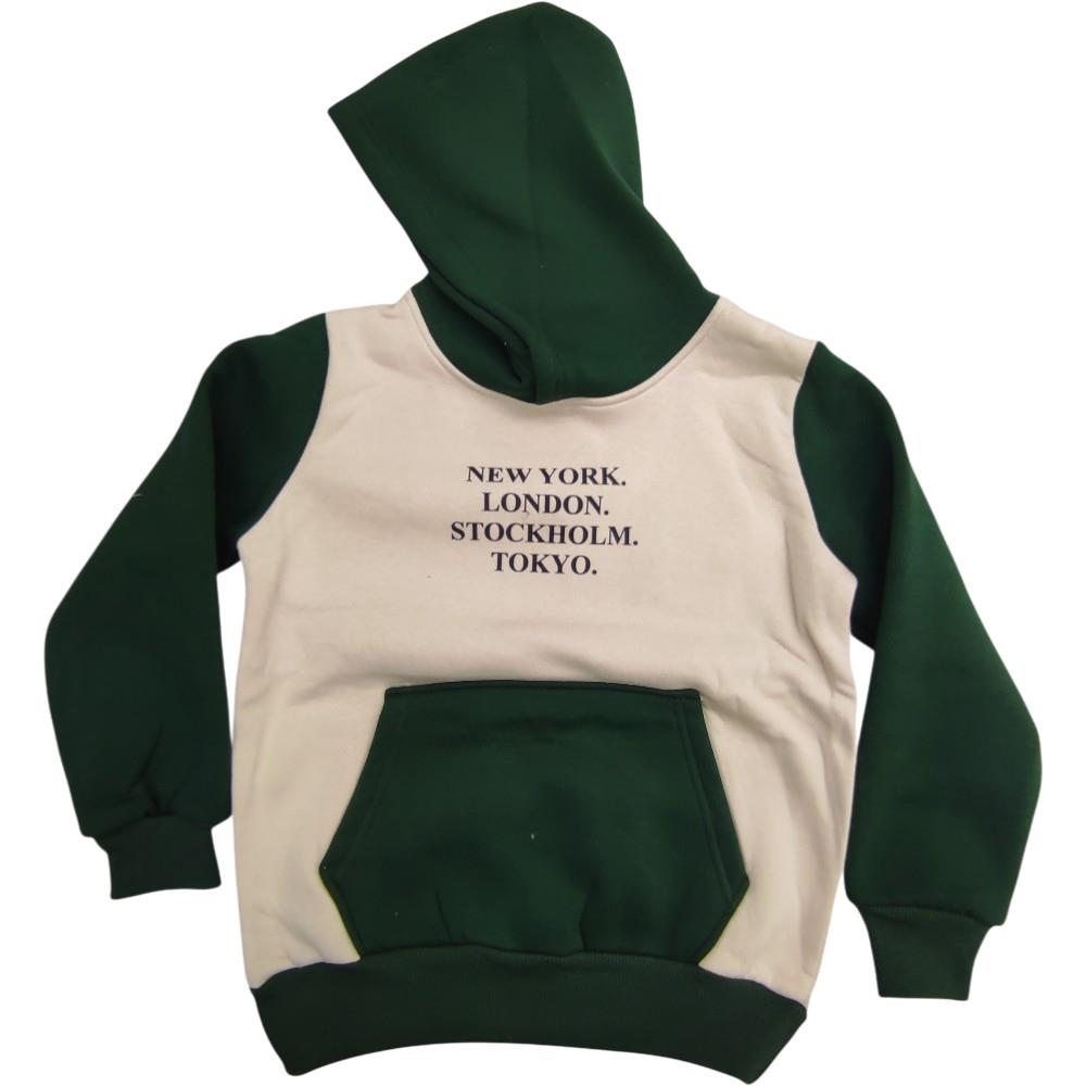 23085 toptan 6/9 yaş erkek çocuklar için NEW YORK baskılı kışlık kapüşonlu sweatshirt