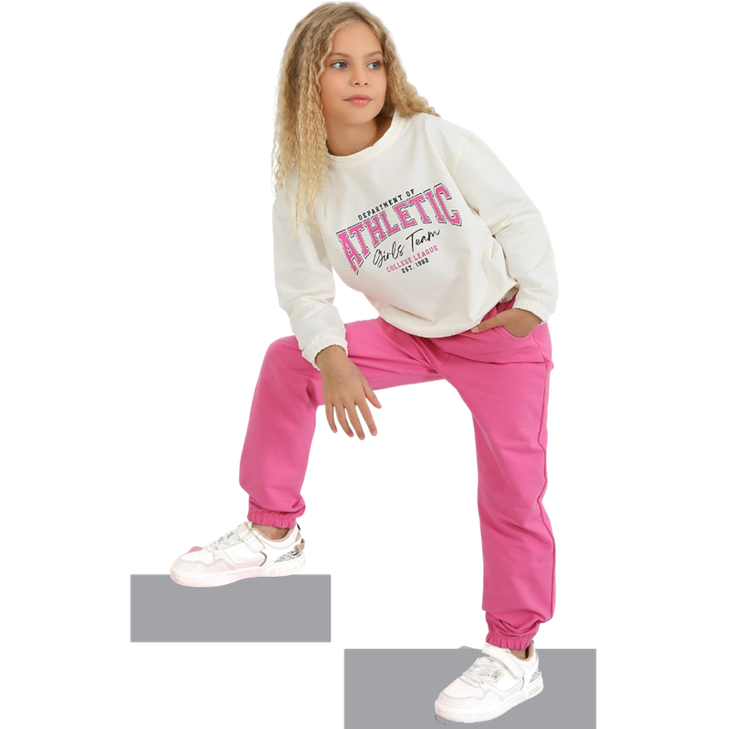 47738 toptan 6/9 yaş arası kız çocuklar için ATHLETİC baskılı çocuk eşofman takımları