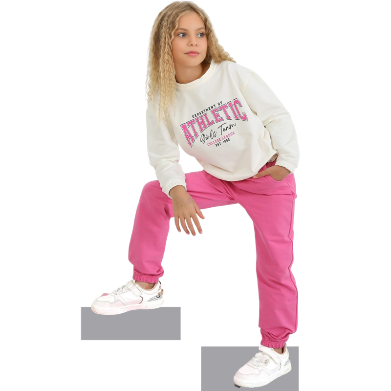 47783 toptan 10/15 yaş arası kız çocuklar için ATHLETİC baskılı çocuk eşofman takımları