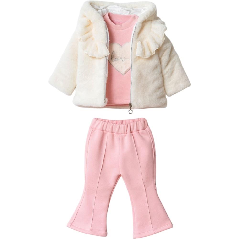 5251 оптом детские зимние костюмы тройки для девочек на 6-9-12 месяцев