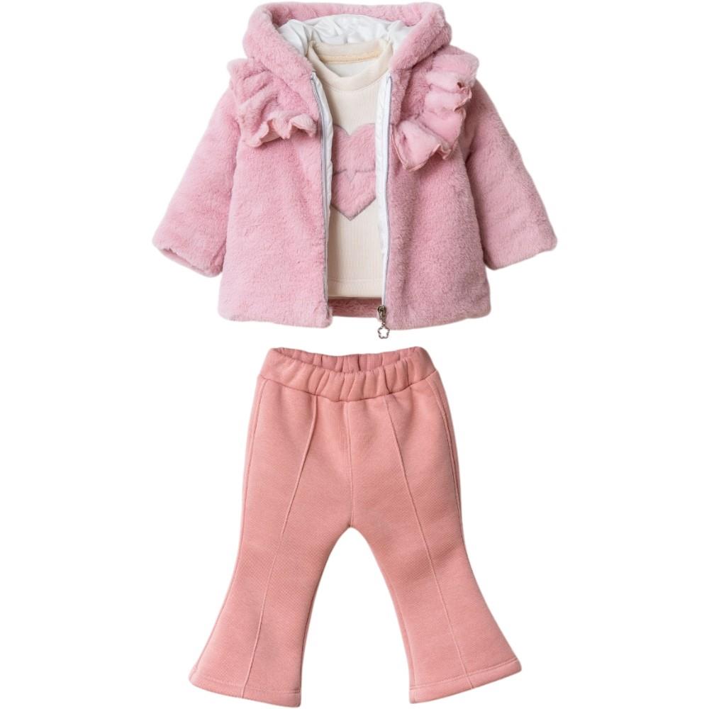 5251 оптом детские зимние костюмы тройки для девочек на 6-9-12 месяцев